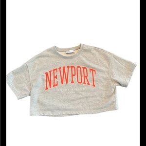 ASOS Bershka Short Sleeve cropped Newport Rhode Island sweatshirt